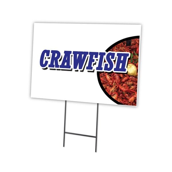 Crawfish Yard Sign & Stake outdoor plastic coroplast window, C-1824 Crawfish